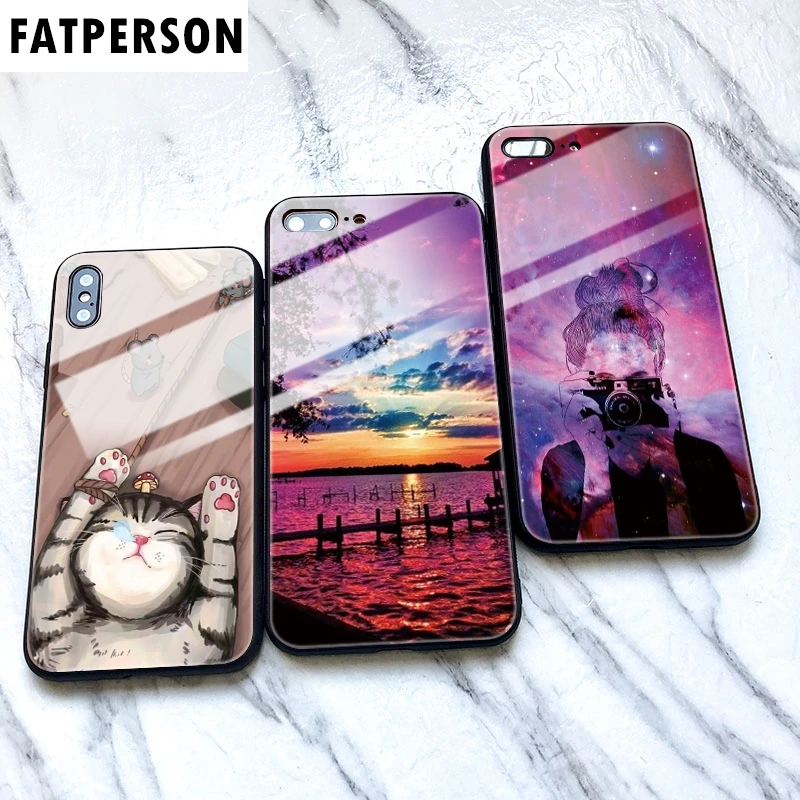 Спортивный чехол из закаленного стекла для телефона Dream iphone 5 6 7 8 6s 6splus акварель