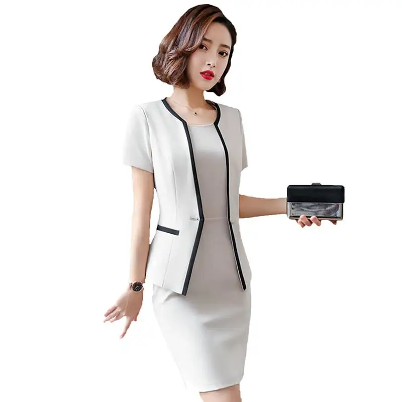 Женский деловой костюм с юбкой карандаш однотонный из двух предметов модель W61