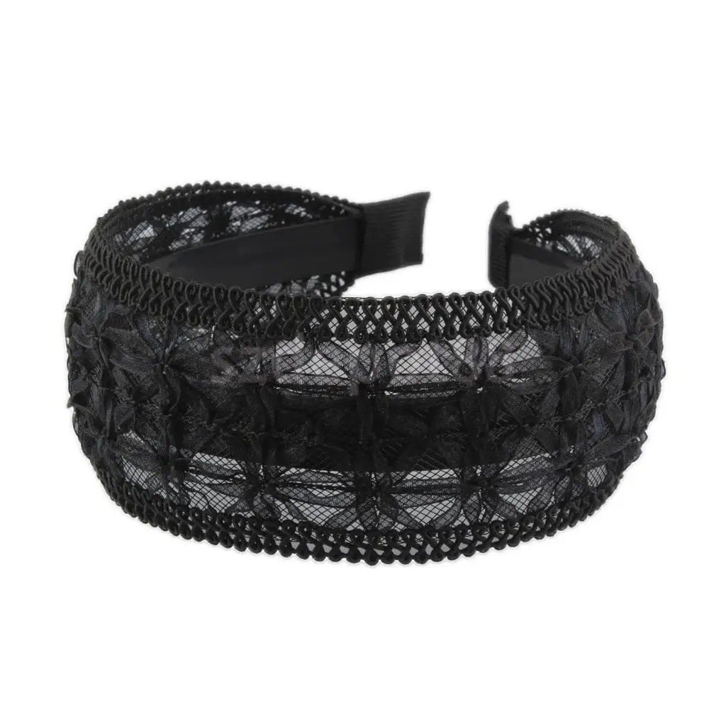 

Gothic Black 5.4cm Wide Lace Flower Headband Floral Embroidery Hair Hoop Boho Headwear