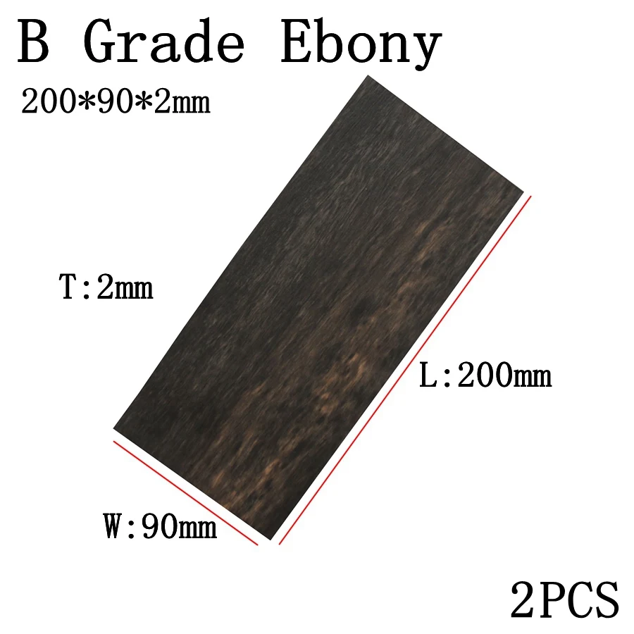 2PCS B EBONY 2mm 2 шт. гитарный головной убор из шпона высокого качества ручной работы из дерева аксессуары для гитары из палисандра или эбенового дерева Khaya - Цвет: 2PCS B EBONY 2mm