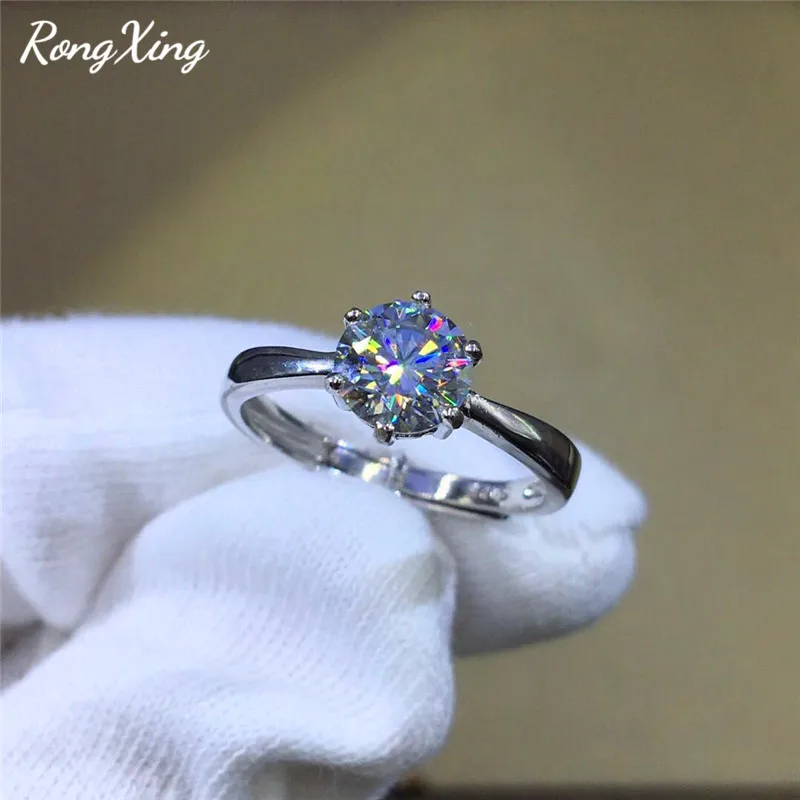 Женское Обручальное Кольцо RongXing обручальное кольцо с Белым Круглым цирконием