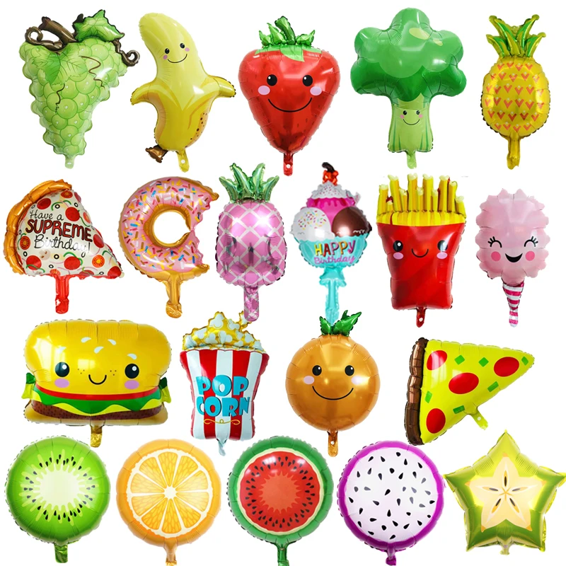 

1pcs variety style ice cream burger fries popcorn sandwich fruit and vegetable foil balloon kid birthday party decor Dessert toy