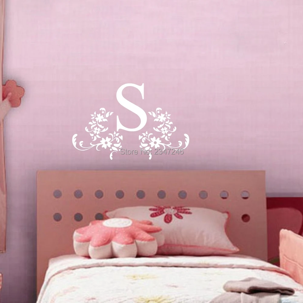 Персонализированное цветочное наименование монограмма для девочек спальни