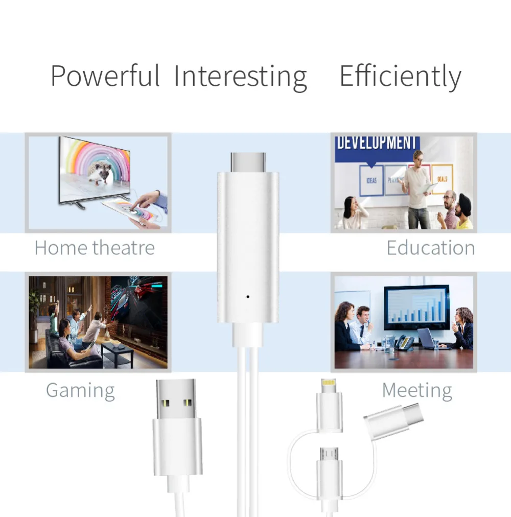 Mirascreen 3 в 1 3 м HDTV кабель Тип C и Micro USB и для lightning разъем Plug and Play Miracast кабель для apple Android телефон