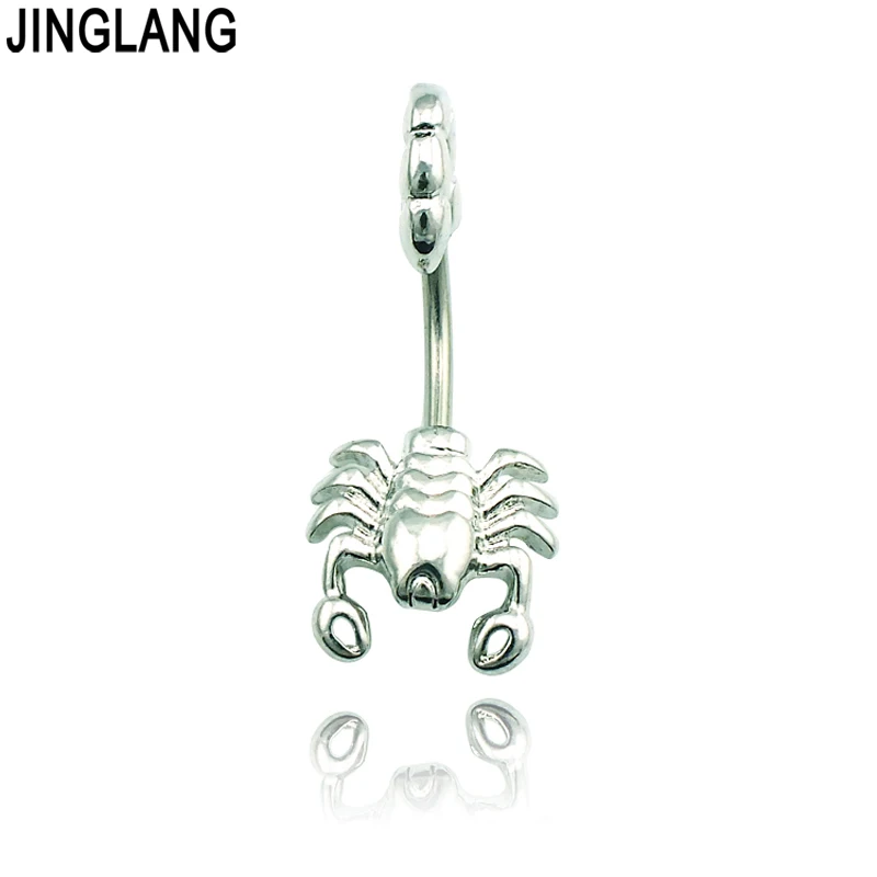 Модные кольца для пупка в виде скорпиона из нержавеющей стали с серебряным