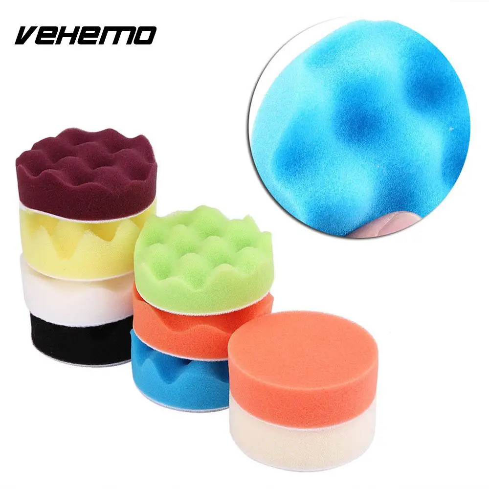 Vehemo 12pcs Buffing Sponge Cleaning Tools Polishing Foam Waxing Set Car for Durable Polisher Buffer | Автомобили и мотоциклы