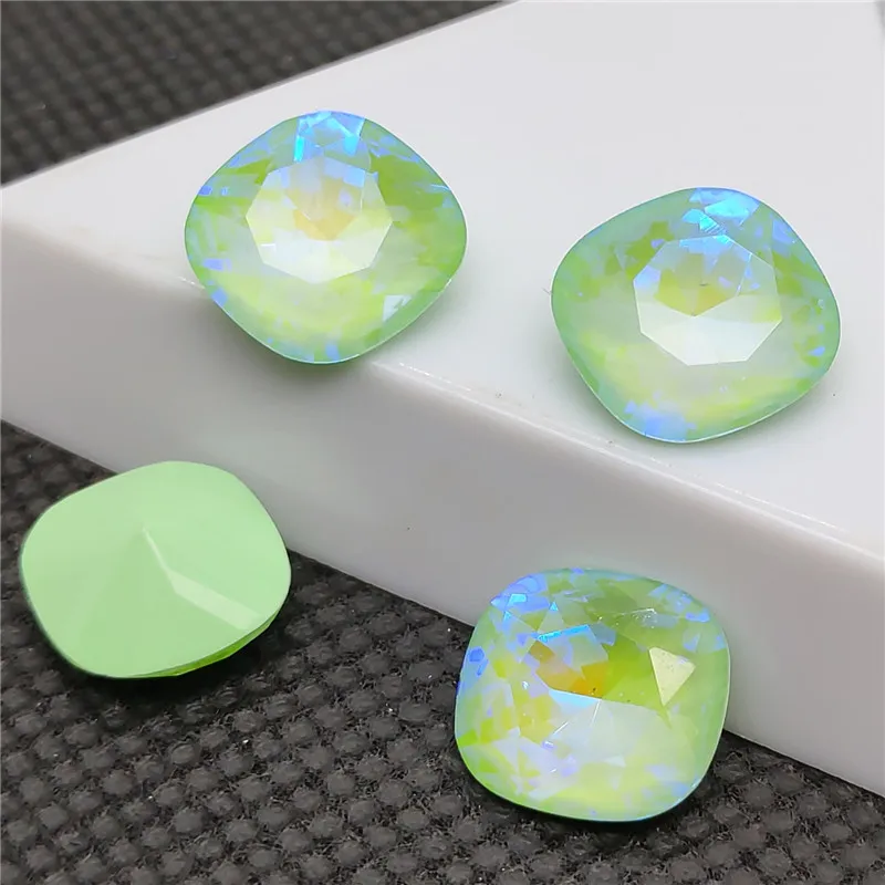 peridot mocha ab 6 мм 8 мм 12 мм K9 AB цвета мокко толстый квадратный кристалл заостренные с обратной стороны стразы стекло Кристалл Необычные Камень - Цвет: peridot mocha ab