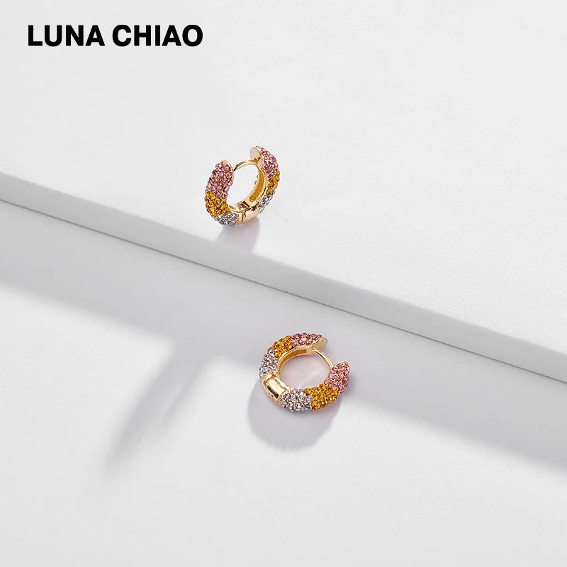Женские Разноцветные серьги-кольца LUNA CHIAO летние серьги с разноцветными