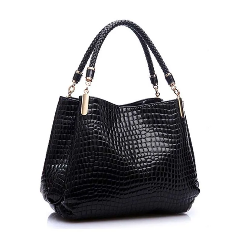 Крокодиловые черные кожаные сумки женские feminina dollar магазин онлайн сумочки|bag women