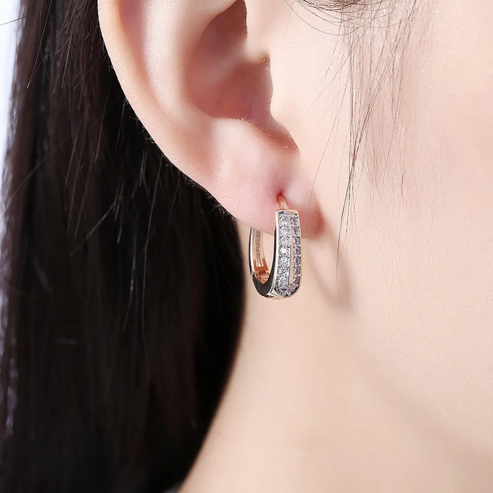 Женские серьги гвоздики с фианитами цвета розового золота|stud earrings|stud earrings
