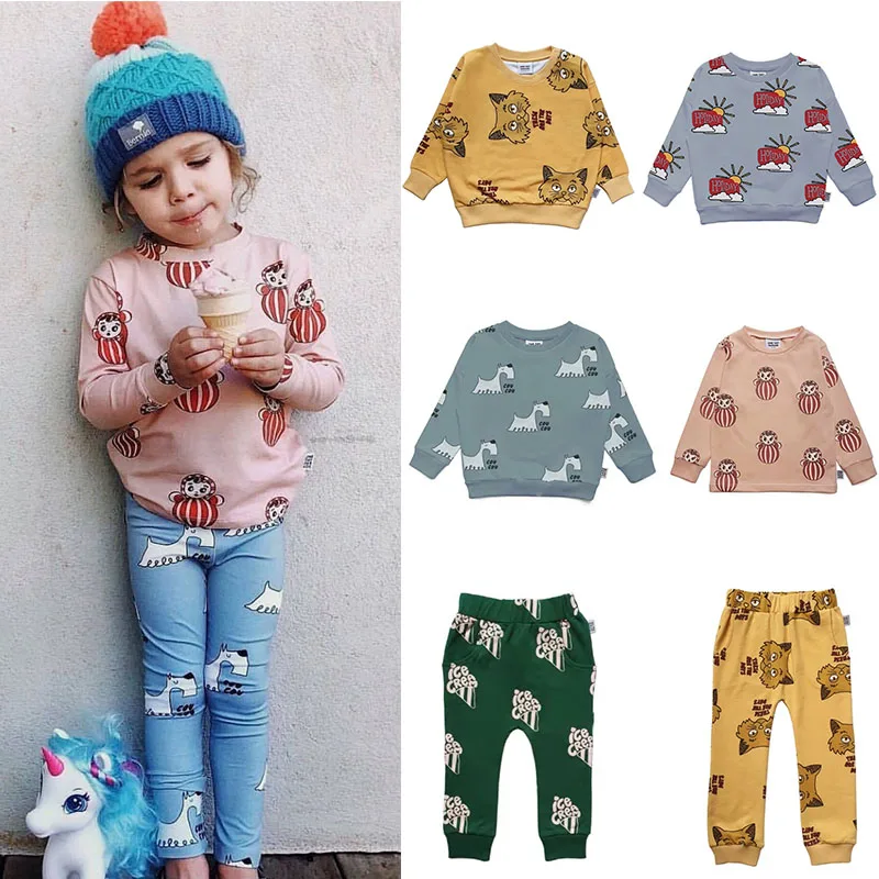 EnkeliBB 2019 AW свитшот и брюки для маленьких мальчиков Детские Топы с длинным рукавом