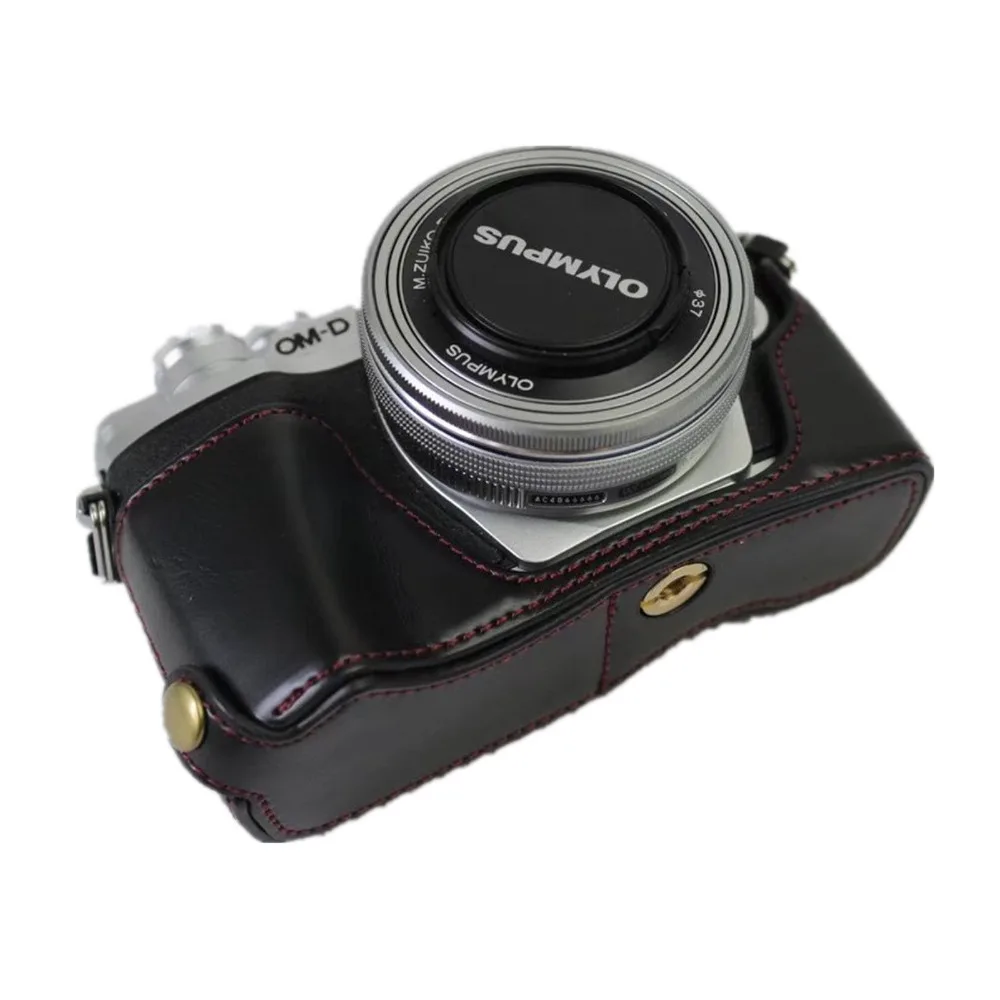 Ретро из искусственной кожи сумка для камеры Половина корпуса чехол Olympus PEN F EM5 EM10