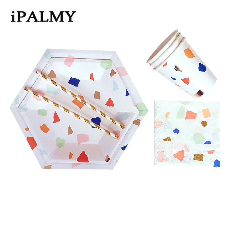 

Ipalmay красочные нестандартные геометрические рисунки, фотообои, бумажные столовые приборы для вечерние