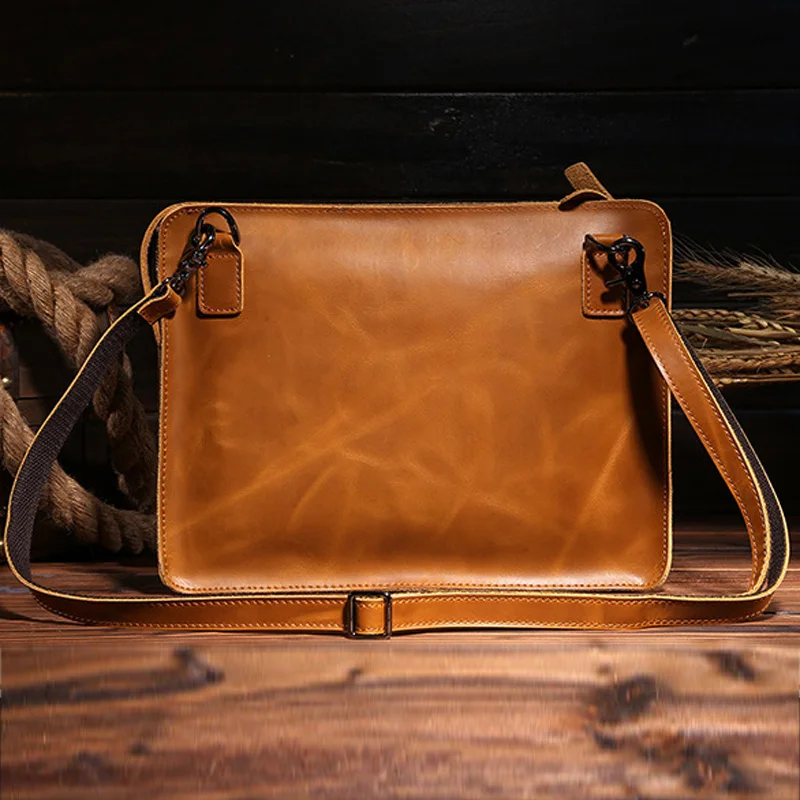 Высококачественный Мужской винтажный мессенджер из натуральной воловьей кожи