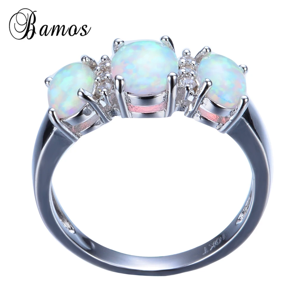 Кольцо женское из белого золота с опалом и кристаллами|fire opal ring|opal ringring for |