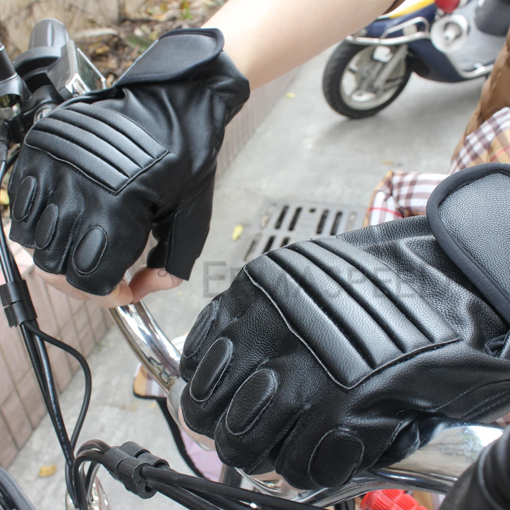 

Pair Summer Motorcycle Glove PU Leather Half Finger Fingerless Riding Hand Protect Motocross Gloves for Harley KTM Accessories