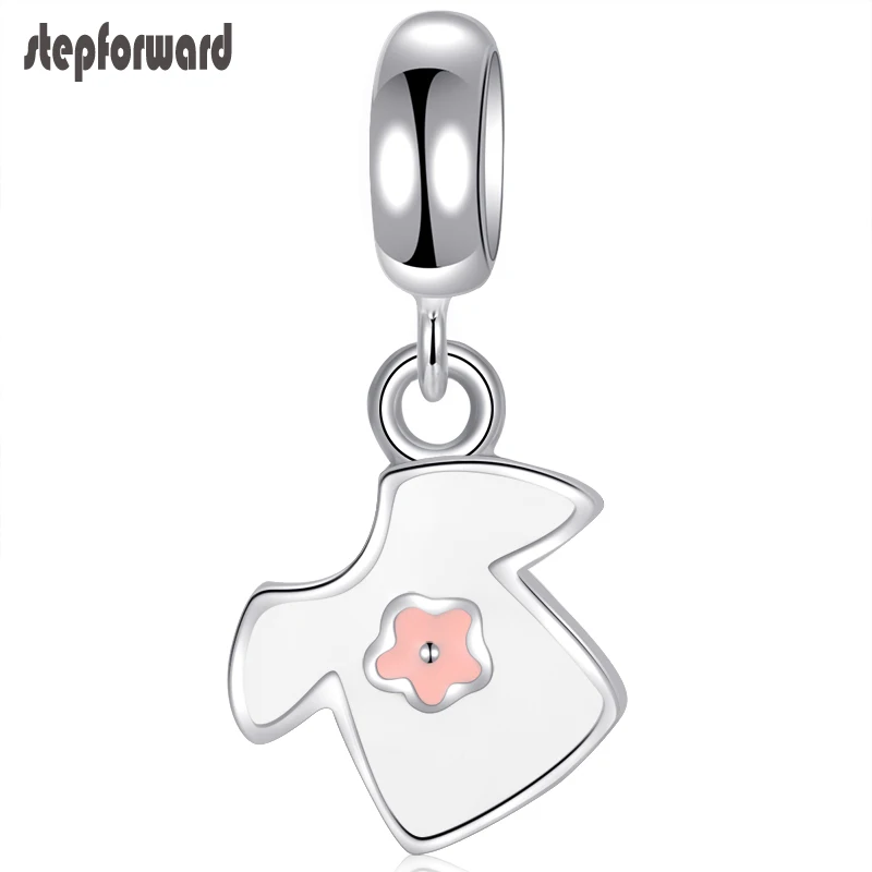 Браслет и ожерелье из серебра 925 пробы с белой эмалью|silver charms|designer charmspendants for bracelets