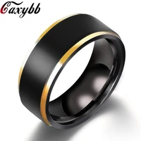 8mm black gold color titanium steel wedding band for boy and girl friendship ring men women simple jewelry usa size