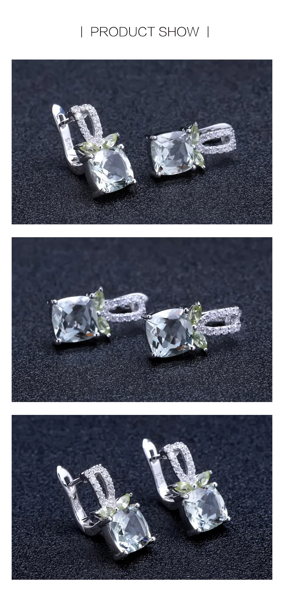 GEM'S BALLET 4.16Ct натуральный зеленый аметист, Серьги с драгоценными камнями, 925 пробы серебряные свадебные серьги-гвоздики для женщин, хорошее ювелирное изделие