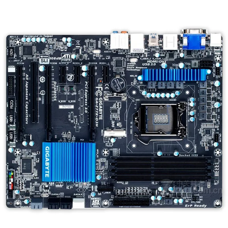 Для Gigabyte GA-Z77X-D3H оригинальная б/у рабочего стола материнской платы Z77X-D3H Z77 LGA 1155 i3 i5 i7 DDR3 32G SATA3 блок питания ATX
