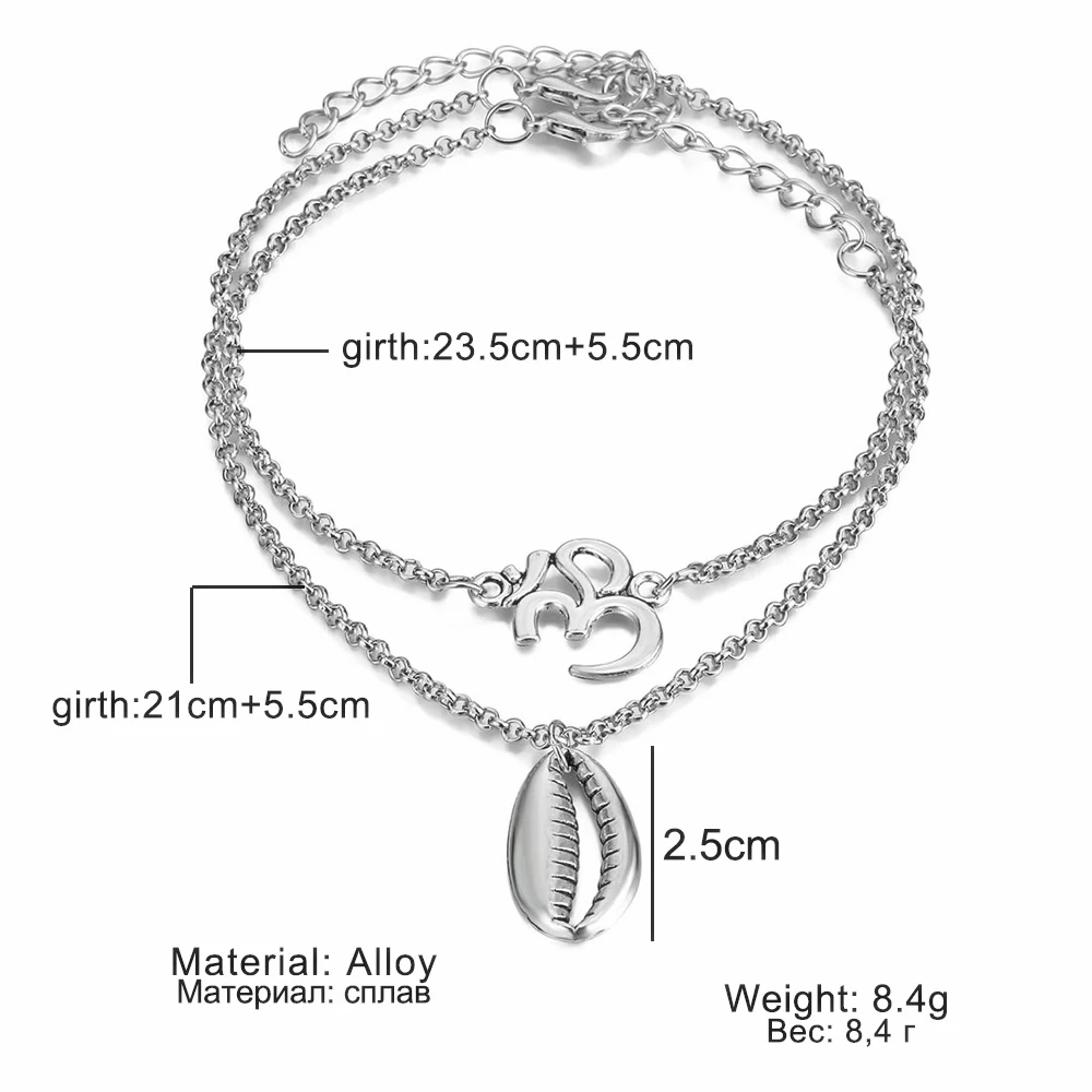 Винтажная цепочка на лодыжку OM РУНИЧЕСКАЯ подвеска лодыжке Летний Пляжный