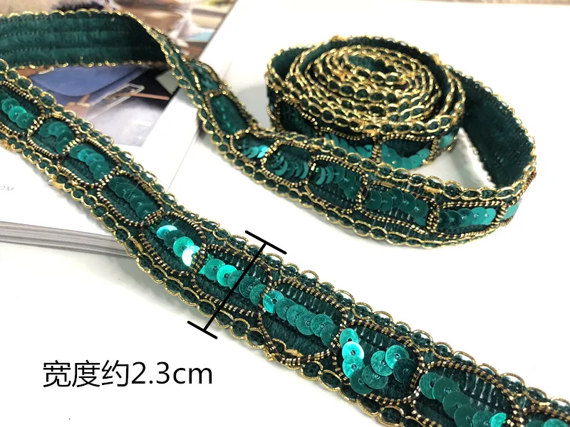 2 3 см ширина зеленые блестки отделка бисером винтажная сетчатая ткань