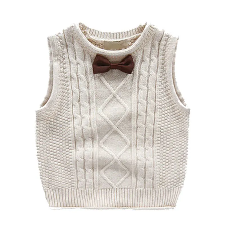 2018 New Kid Vests for Boys Spring Autumn Fashion Knitted Bow Tie Gentleman O-Neck Waistcoats Children Clothes Kids Tops Jackets |