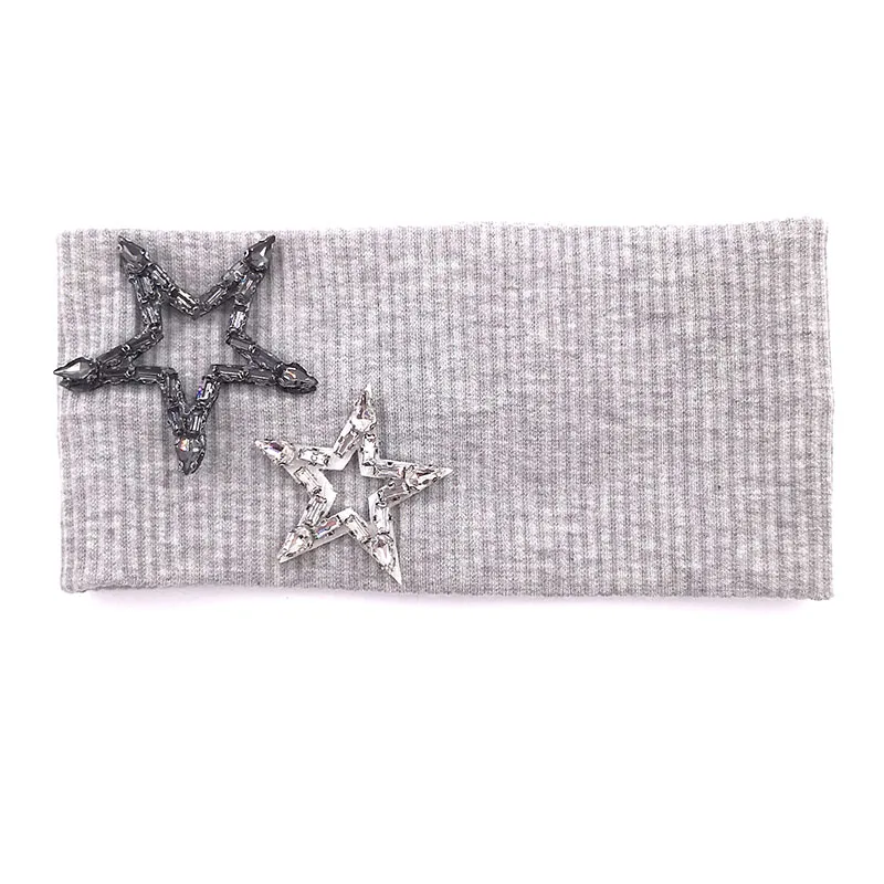 light gray Женские хлопковые эластичные бусины-бриллианты, повязки на голову, повседневные одноцветные ребристые повязки на голову для девушек, аксессуары, ленты для волос - Цвет: light gray