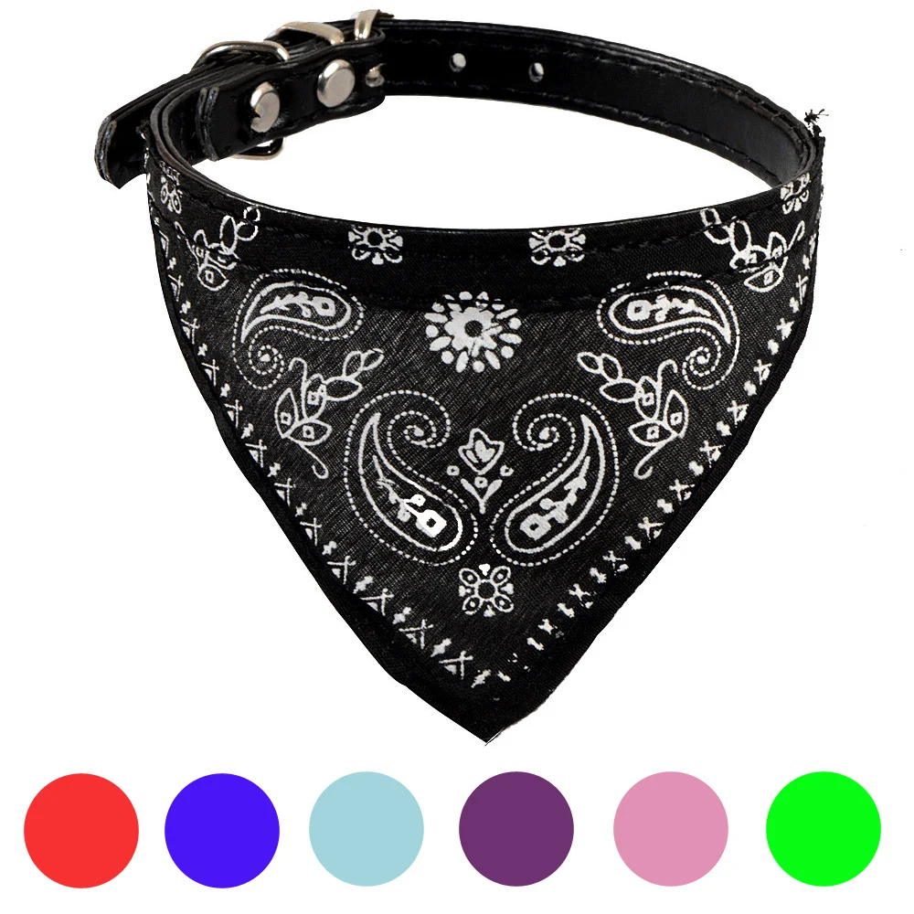 Регулируемый ошейник для домашних животных кожаный щенков кошек бандана
