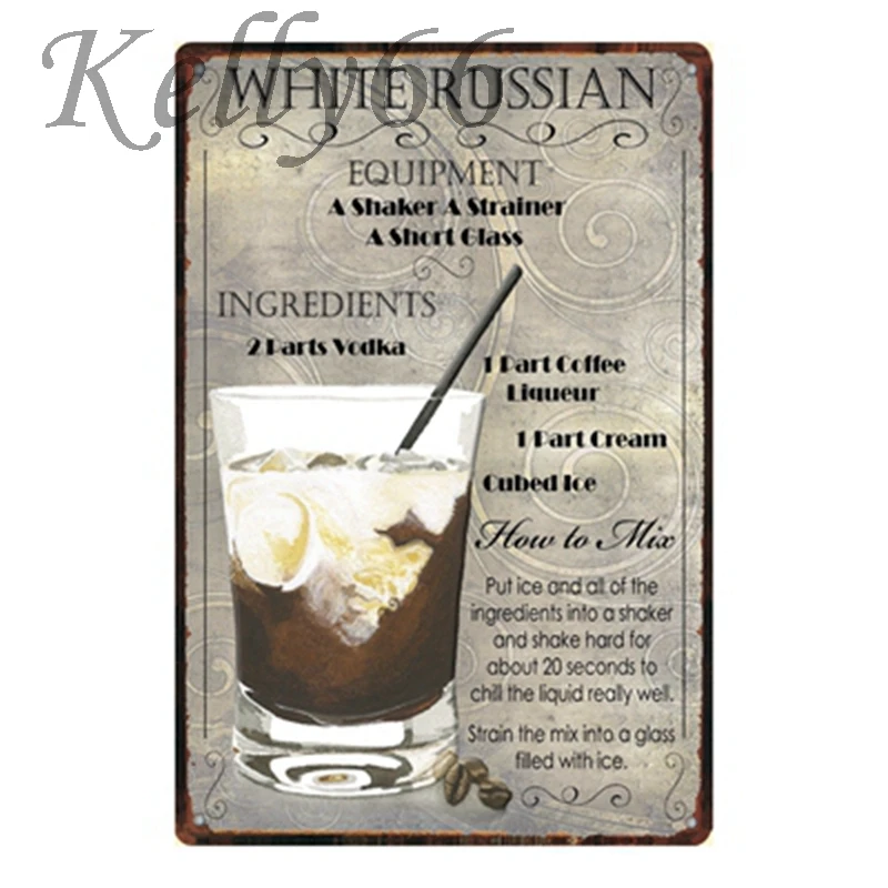

[ Kelly66 ] Cocktail Beer Vintage Metal Sign Tin Poster Home Decor Bar Wall Art Painting 20*30 CM Size y-1363