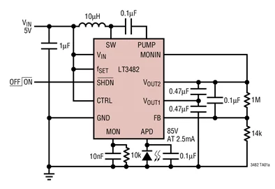LT3482EUD LT3482IUD LT3482 90 V повышающий DC/DC преобразователь с APD перекосом тока монитора|boost