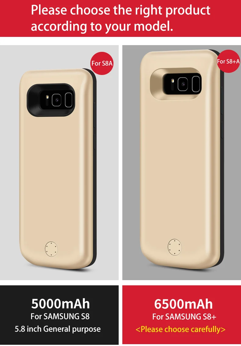 VVKing 6500 мАч/5000 мАч чехол для зарядного устройства для samsung Galaxy S8 S8 plus внешний аккумулятор чехол для зарядки ультра тонкий внешний аккумулятор зарядное устройство