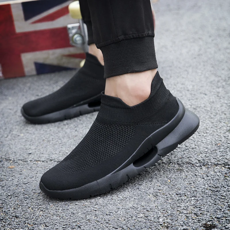 

Hot Sale Men Casual Shoes Breathable Fly Weave Light Slip on Black Tenis Loafers Trend Male Chaussure Homme Sneakers Socks Shoes