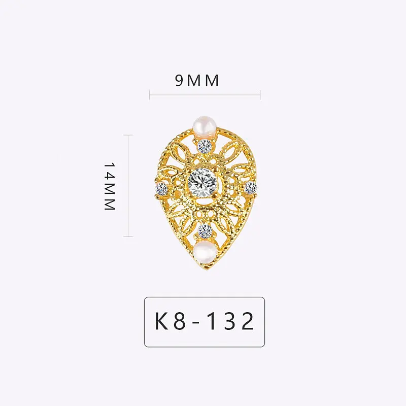 K8-132 5 шт./партия, сплав, циркон, украшение для ногтей, роскошный циркон, кристалл, череп со стразами/Сердце/бант, украшения для ногтей, высокий уровень, талисманы для ногтей - Цвет: K8-132