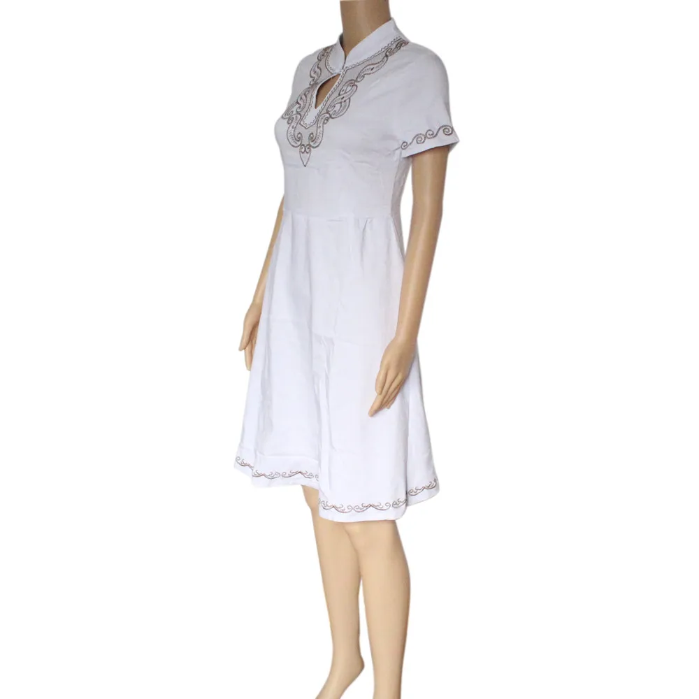 Femme Дашики платье 2017 Для женщин Винтаж Платье с рисунком женские свободные A-Line