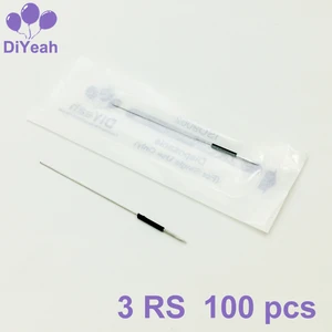 100 шт., иглы для бровей 3RS, стерилизация, Перманентный макияж, тату иглы для машины, круглая, сектантная, для линии губ, отбеленные, 0.35x50mm