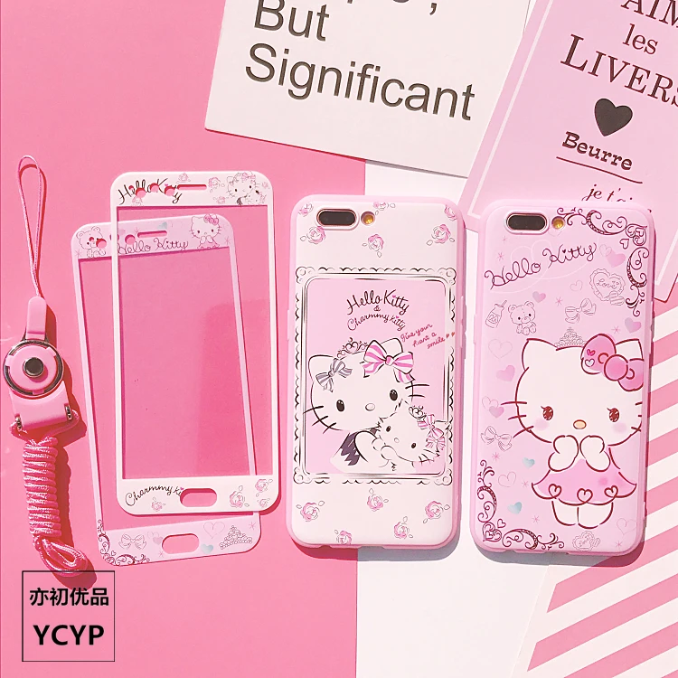 Чехол для iPhone XS Max Pink KT cat и переднее закаленное стекло X мягкие чехлы из ТПУ iphone 8 7 6