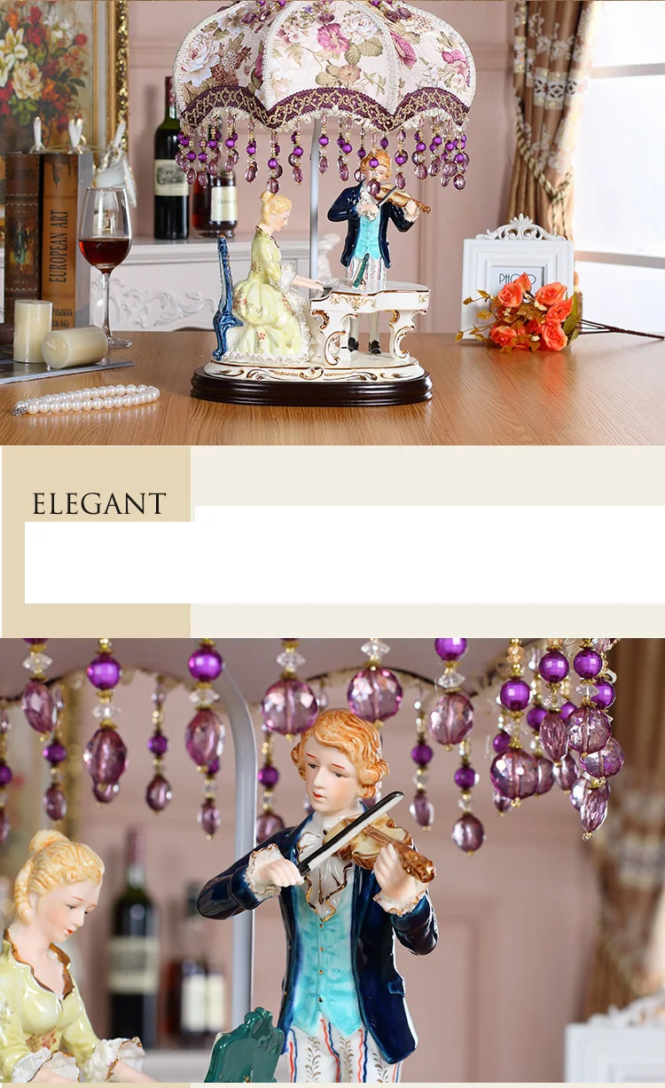 

Fashion Ceramic Table Lamps For Bedroom Luxury CeramicTable Lamp Brief Modern A Couple Playing Violin Ceramic Decoration Lamp