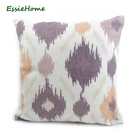Роскошный Чехол на подушку ESSIE HOME с принтом ручной работы, фиолетовый узор икат, наволочка для дивана, Винтажный дизайн, украшение для дома