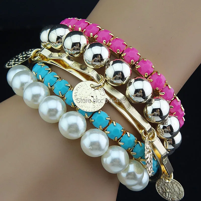 Новое поступление 5 шт. белый жемчуг синий розовый красный акриловый