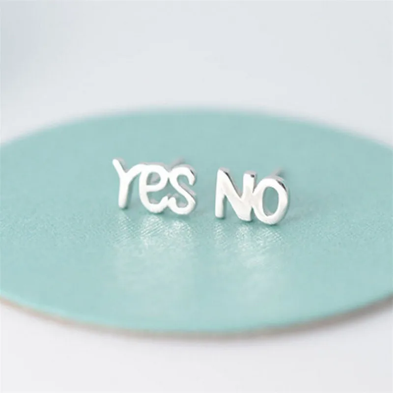 Женские серьги-гвоздики с надписью Да Нет | Украшения и аксессуары