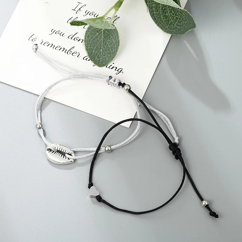 Bohemian Marble Beads Shell Bracelet Set For Women Tassel Pendant Bangles Bracelet Femme Jewelry Accessories