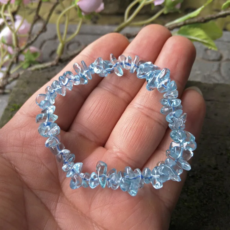 aquamarine baroque 7-9mm bracelet 7.5inch wholesale beads nature handcraft FPPJ nature beads
