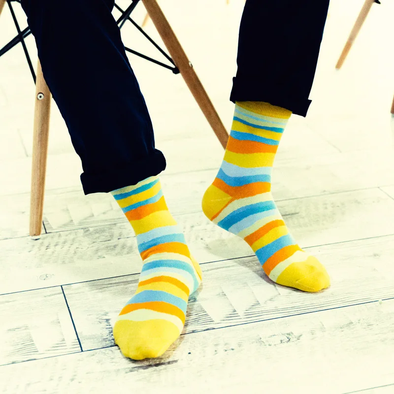 Носки мужские с волнистыми полосками х/б|socks for men|socks 5pairsfashion socks |