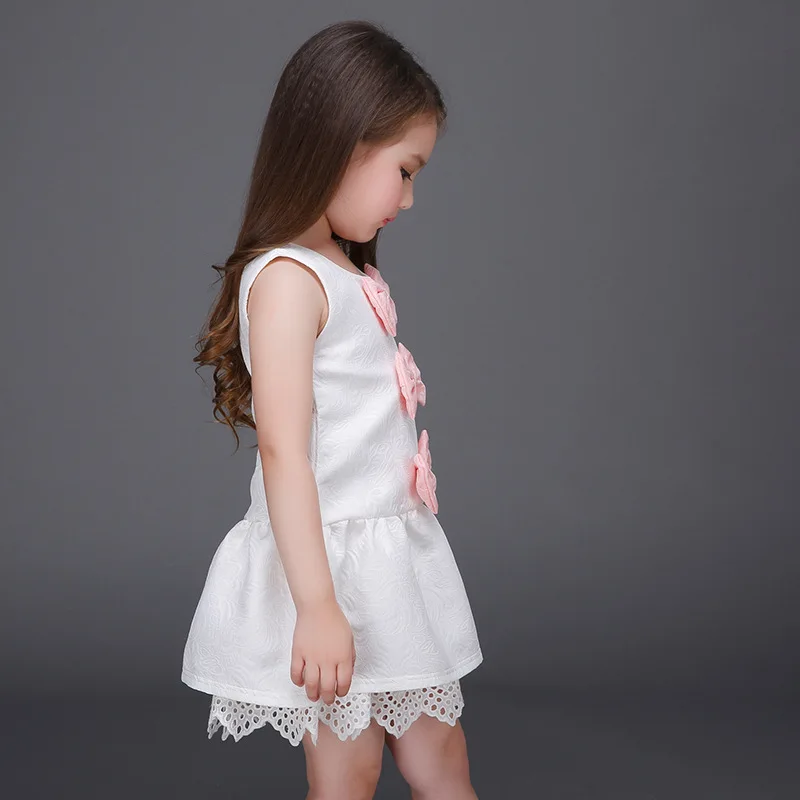 2017 Летние Детские платья для девочек милое бальное платье маленьких без рукавов