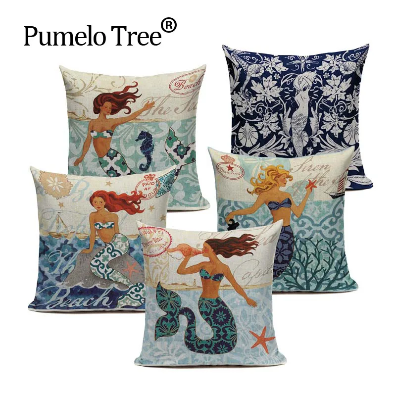 Индивидуальные льняные Чехлы для подушек в морском стиле многоцветный чехол с