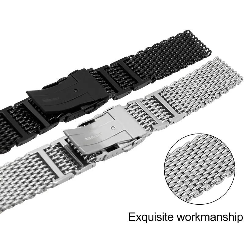 ZLIMSN New Stylish Mesh Watchband 316 Stainless Steel Black Silver Strap 20mm 22mm 24mm Watches Accessories Watch band | Наручные часы