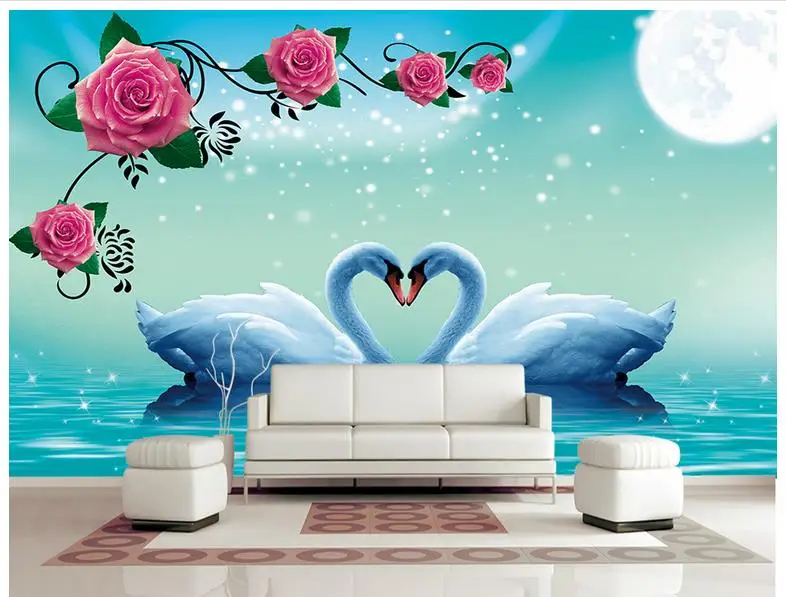 3D настенные фрески обои на заказ настенная бумага с изображением розы лебедя
