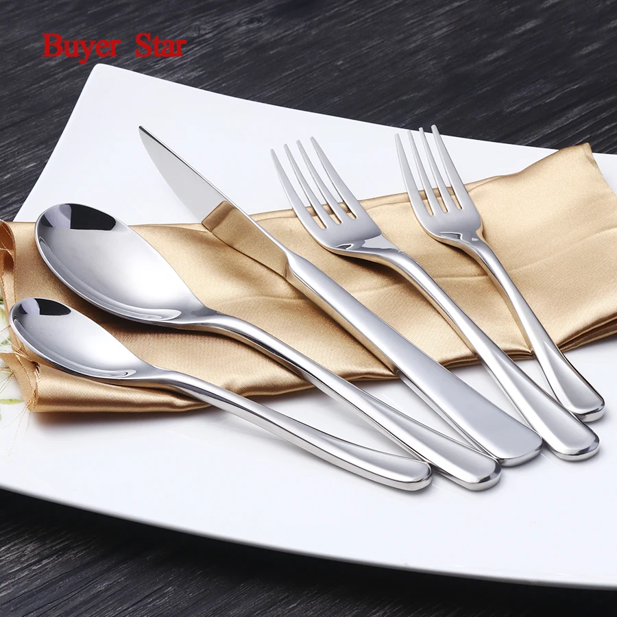 Новинка набор роскошных золотых столовых приборов 5 шт. из нержавеющей стали 18/10