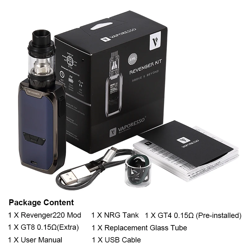 Оригинальный Vaporesso Revenger Kit электронная сигарета Vape E-Cig с 220 Вт несколькими
